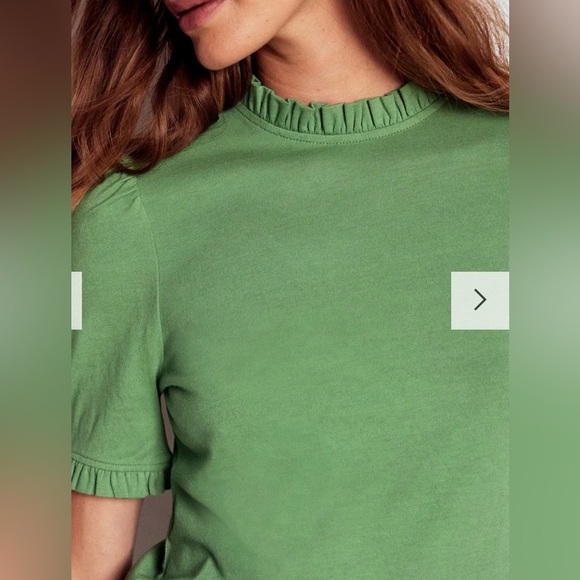 Boden supersoft frill detail t-shirt dark green size 4 new with tags t1475 GST - Picture 2 of 8